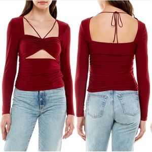 🆕 WAYF Melrose Cutout Halter Neck Long Sleeve Top – Size S
